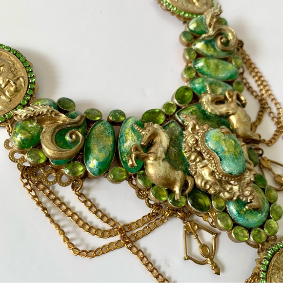 OOAK handmade unicorn gemstone bib necklace - Picture 4 of 7